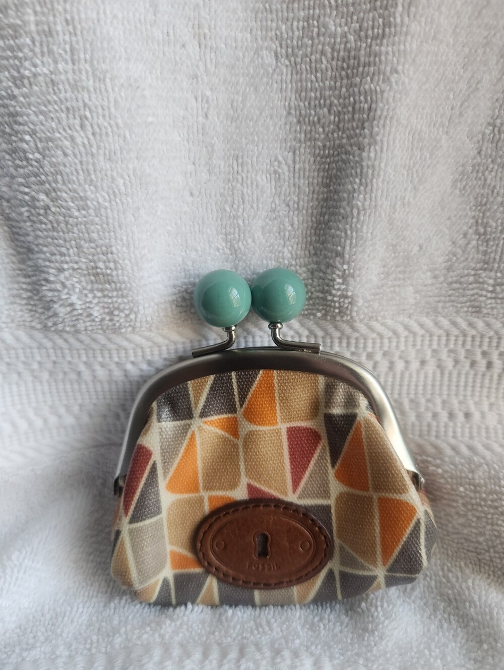 Rare Vintage Fossil Key Per Calypso Kisslock Coin Purse
